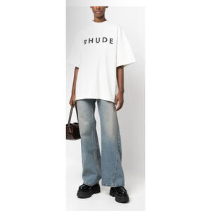 New RHUDE Oversized Logo Short Sleeve Tee (Sweatshirt) Off White/Black, Size XL
